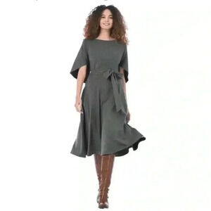 eShakti zapelle bat wing jersey cape midi pocket dress L
